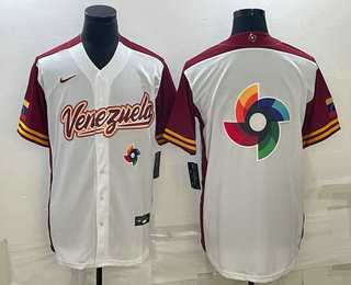 Mens Venezuela Baseball 2023 White World Big Logo With Patch Classic Stitched Jersey->2023 world baseball classic->MLB Jersey